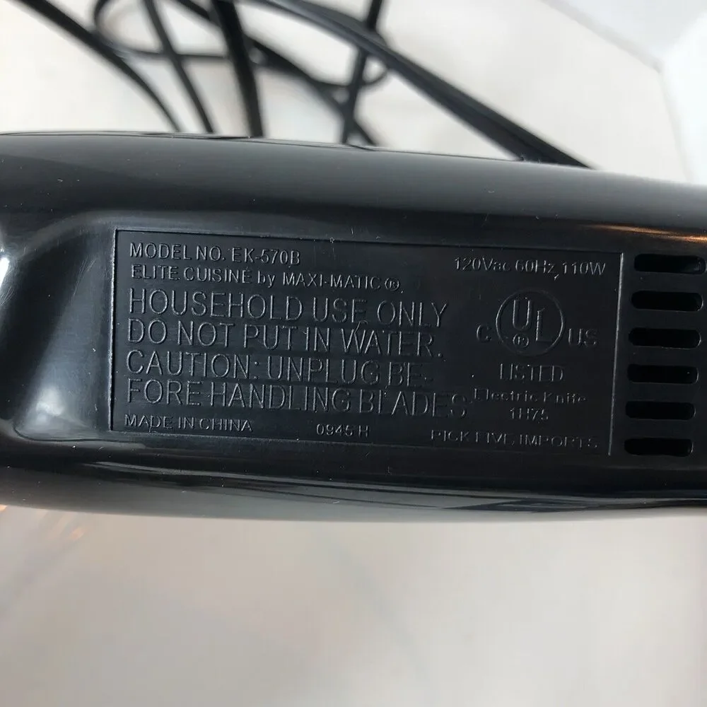 Elite Cuisine‎ Electric Knife Model EK-570B Stainless Steel Serrated Blades D3